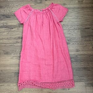 NWT$158 Luisa Perla 💯 Linen Lace Shift dress, Pink/Coral, M Medium made in Italy